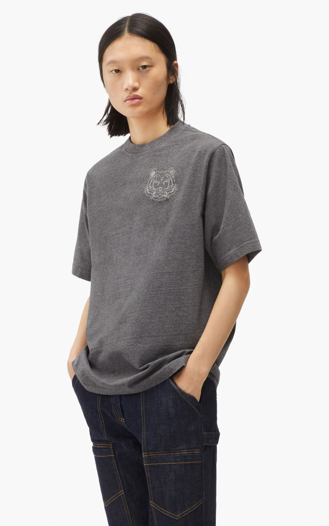 Kenzo RE/relaxed casual μπλουζακια γυναικεια βαθυ γκρι | GR812526